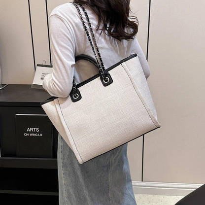 Fenna – Stor Rektangulær Toteveske med Kjedestropp