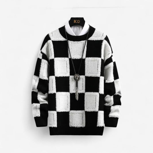 Brooks – Langermet Genser med Rund Hals og Rutemønster