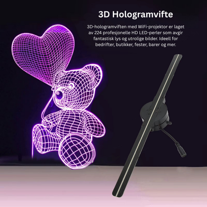 HoloSpin – WiFi 3D hologramvifte projektor med flytende lysvisualer