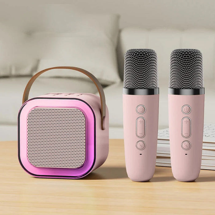 EchoTune – Kompakt mini karaokehøyttaler med trådløse mikrofoner og klar lyd