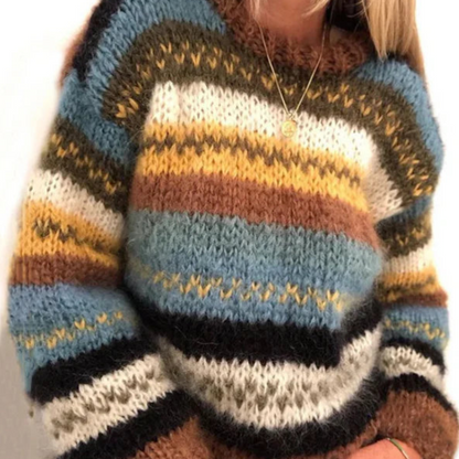 Lila - Vintagegenser med fargerikt stripete design