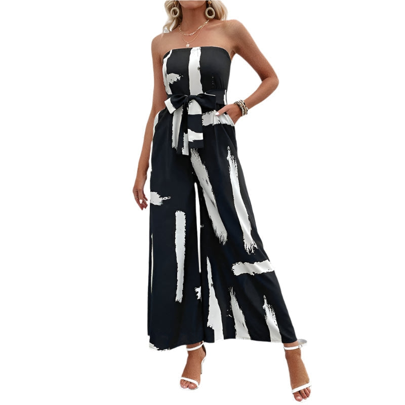 Tabea - Off-shoulder jumpsuit med vide ben og lommer