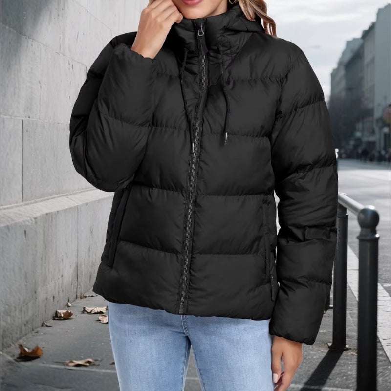 Emilie - Vattert jakke med lange ermer glidelås og justerbar hette