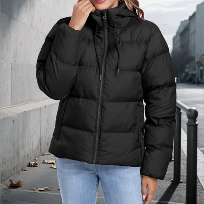 Emilie - Vattert jakke med lange ermer glidelås og justerbar hette