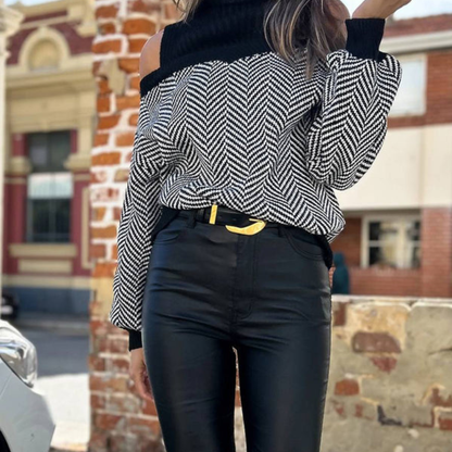 Lillan – Langermet genser med delte skuldre og rund hals