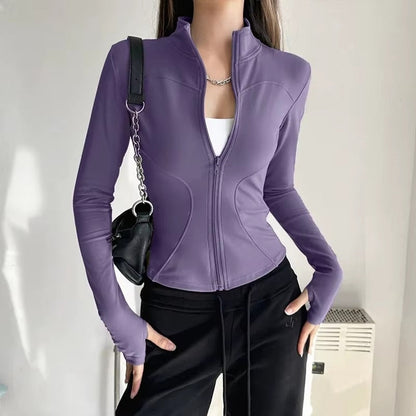 Hedda – Langermet Jakke med Ståkrage og Glidelås