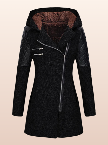 Maya - Lang kåpe med hette og glidelåslommer