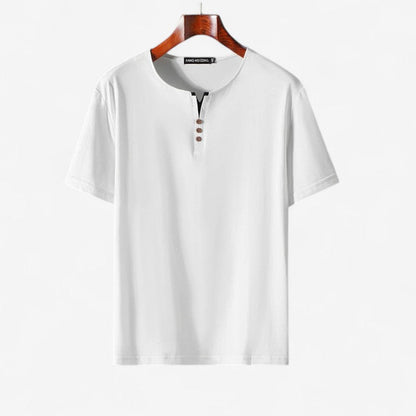 Mark – Kortermet Oversized Skjorte med Knappelukking og Rund Hals