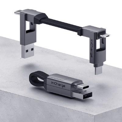 PowerLink - 6-i-1 USB-lader med nøkkelringdesign for lading på farten