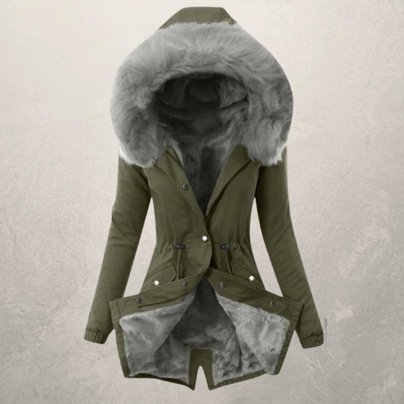 Charlotte - Chic hetteparka med imitert pels
