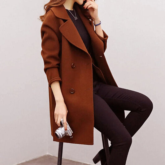 Johanna - Klassisk dobbeltspent lang trenchcoat