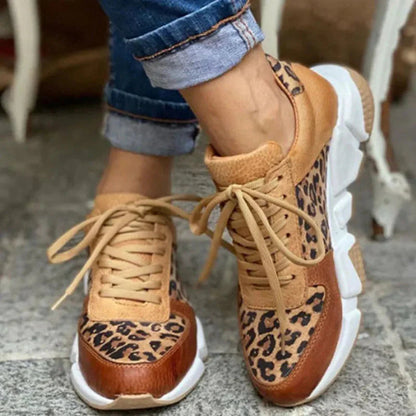 Freya - Lette Leopardmønstrede Sneakers med Sklisikker Tykksåle for Økt Komfort