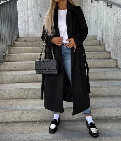 Elise - Klassisk lang jakke med praktiske lommer