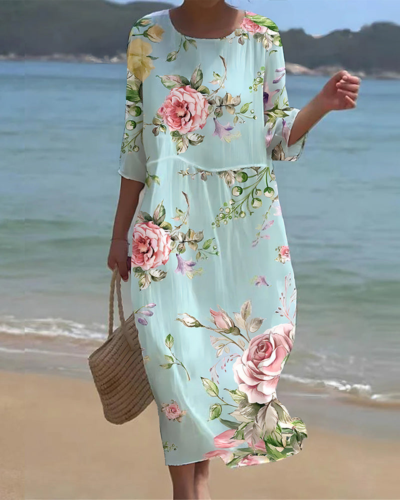 Emma - Klassisk Kjole Med Blomstertrykk