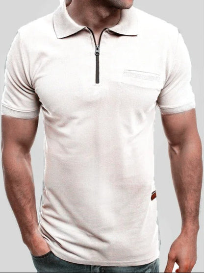 Gabriel - Poloskjorte med glidelås med korte ermer