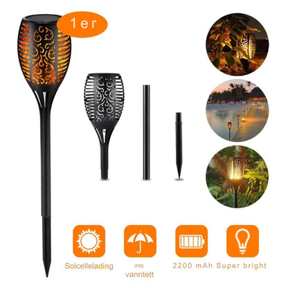 SolarFlame - Lys opp hagen din med flakkende solfakler med flamme| 4 stykker