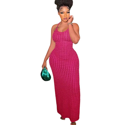 Abigail - Maxi Kjole med Kantdetaljer og Kryss Hals