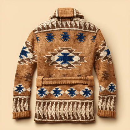 Ruben - Langermet cardigan med geometrisk mønster og knappelukking