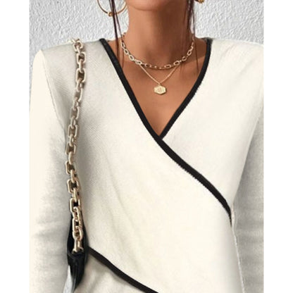 Tuva - Elegant genser med V-hals med lange ermer og avslappet passform for tidløs appeal