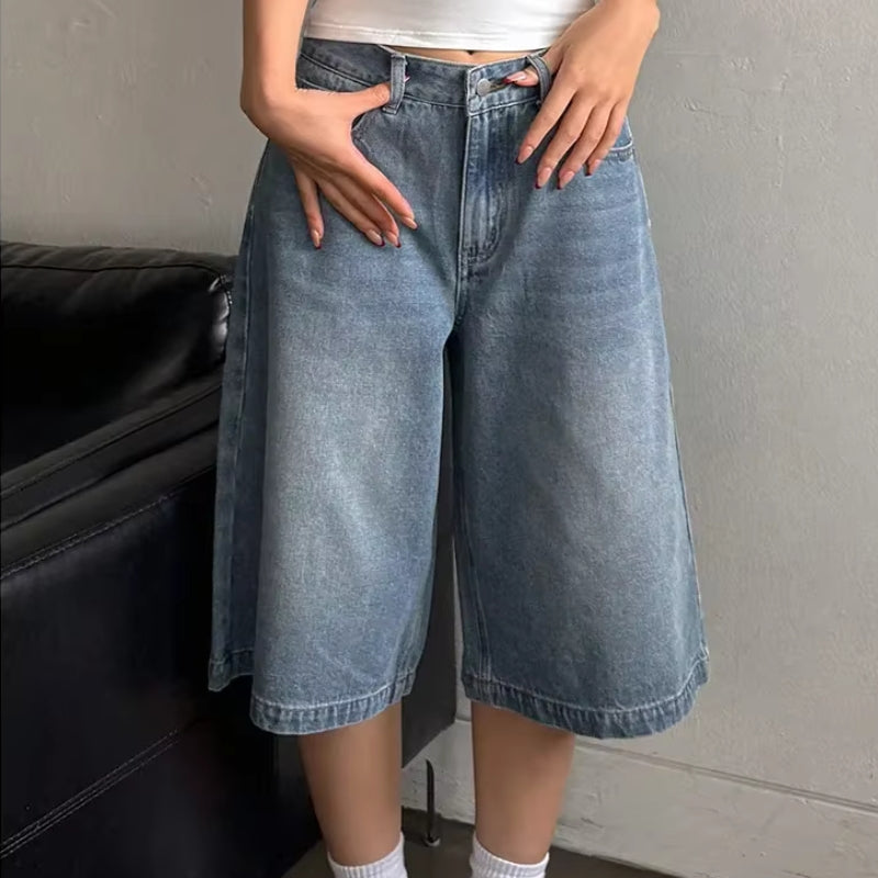 Smilla – Høytlivs jeans til midt på leggen med lommer