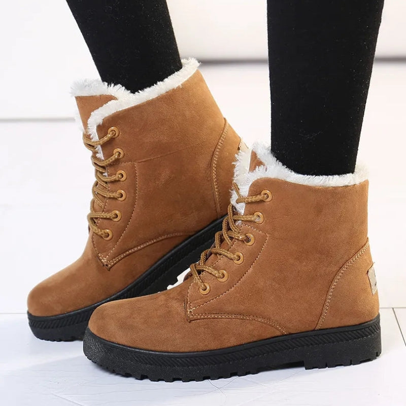 Sonya - Rundtå Støvler med Snøring og Sklisikker Såle