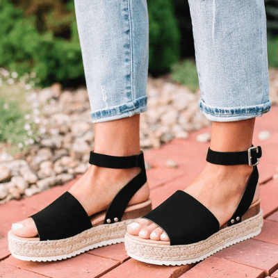 StrideUp - Espadrillesandaler med plattform og justerbar ankelrem