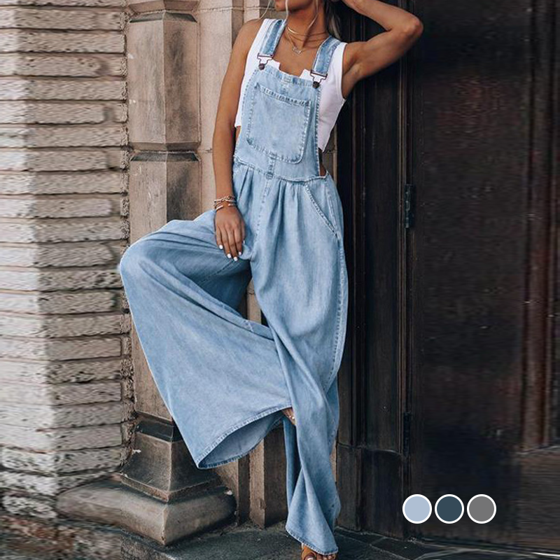 Sienna – Avslappet Vidt Ben Jumpsuit med Justerbare Stropper