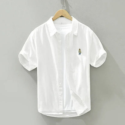 Paul – Kortermet Skjorte med Brodert Design og Knappelukking