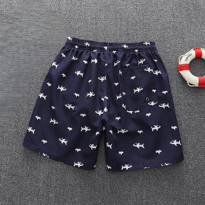 Laurens - Badeshorts med fiskemønster og justerbar linning