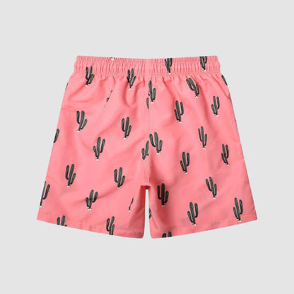 Paul - Badeshorts med kaktusmønster og justerbar linning