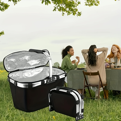 PicniGo – Sammenleggbar Isolert Piknikkurv med 3-i-1 Håndtak