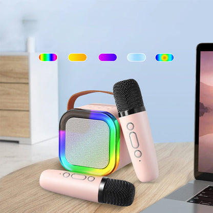 EchoTune – Kompakt mini karaokehøyttaler med trådløse mikrofoner og klar lyd