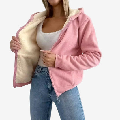 Alma - Langermet Hoodie med Glidelås og Sidelommer