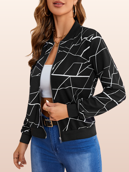 Lina - Geometrisk mønster jakke med glidelåslukking