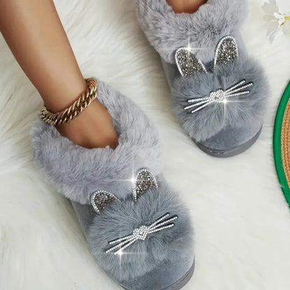 Luna - Bedårende tøfler med kattemotiv og strassdetaljer