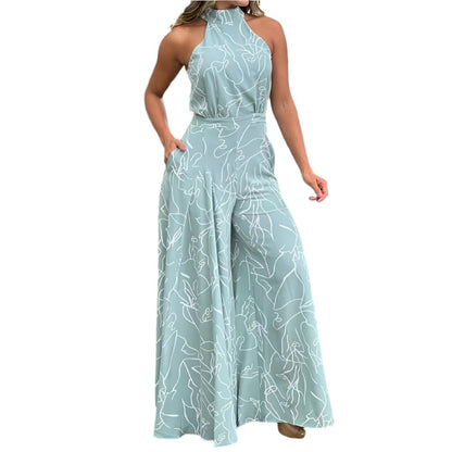 Rylee - Halterhals  Jumpsuit med med Tie-back detaljer og Bred benutforming