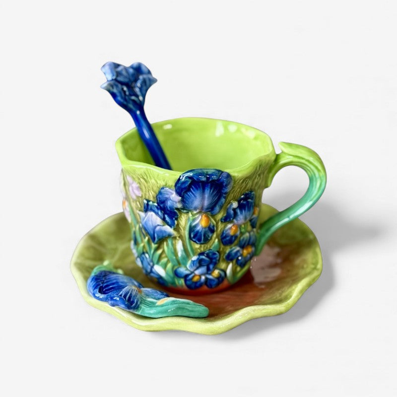 ArtSip – Keramikkkopp med håndlaget blomstermønster