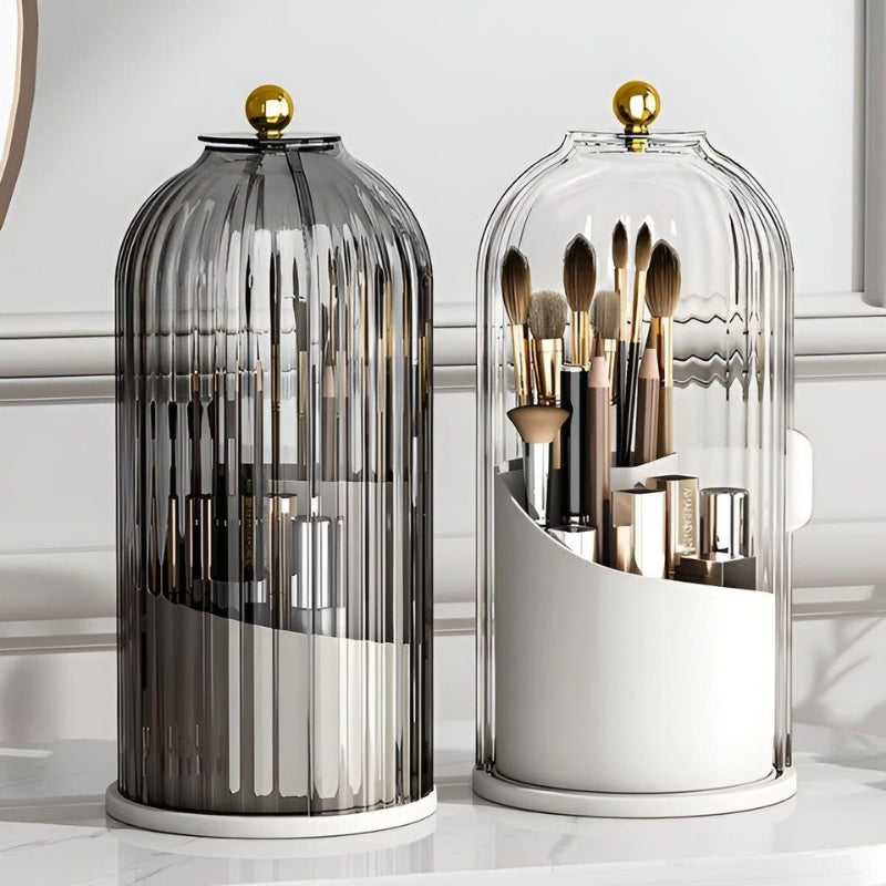 BrushMate – Roterende Sminkebørsteholder med Støvfritt Lokk