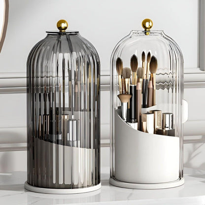 BrushMate – Roterende Sminkebørsteholder med Støvfritt Lokk