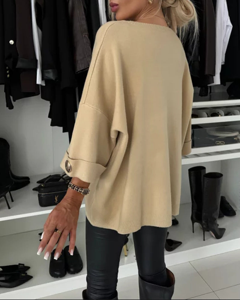 Mia - Overdimensjonert bluse med knappdetaljer i ermene