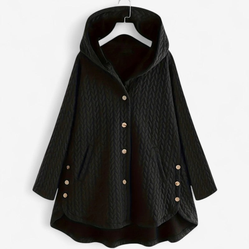 Norvella – Vattert Jakke med Hette og Knapplukking