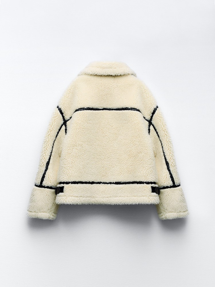 Ashley - Oversized jakke med krage hals og kontrastkant