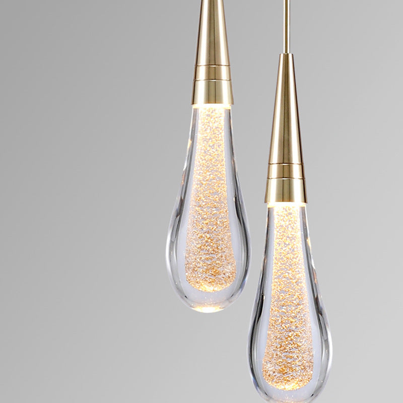 GoldLuxe - Elegant pendellampe med glassdråper for luksuriøs atmosfære