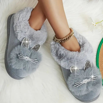 Luna - Bedårende tøfler med kattemotiv og strassdetaljer