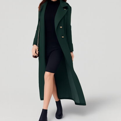 Emma – Langermet Ullfrakk med Belte og Lommer