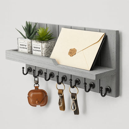 EntryRack – Nøkkelholder med Hylle og 7 Kroker