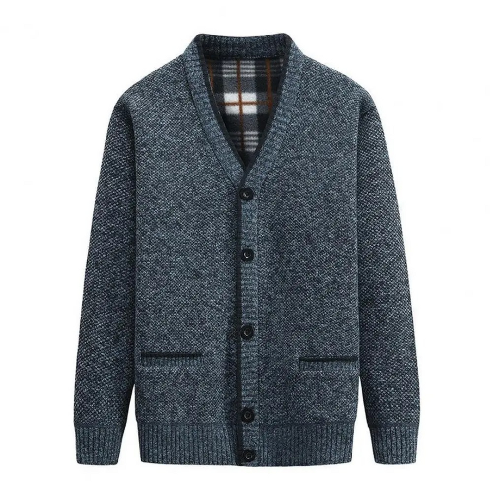 Jonas - Elegant cardigan med V-hals, lommer og knappekjole