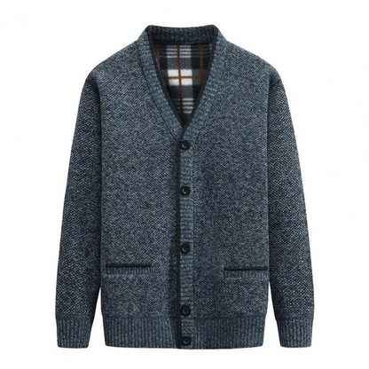 Jonas - Elegant cardigan med V-hals, lommer og knappekjole