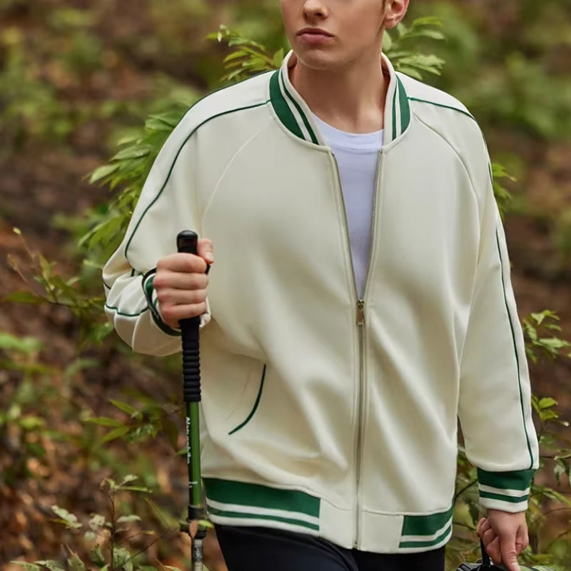 Henrik – Langermet Jakke med Glidelås og Ribbestrikkede Mansjetter