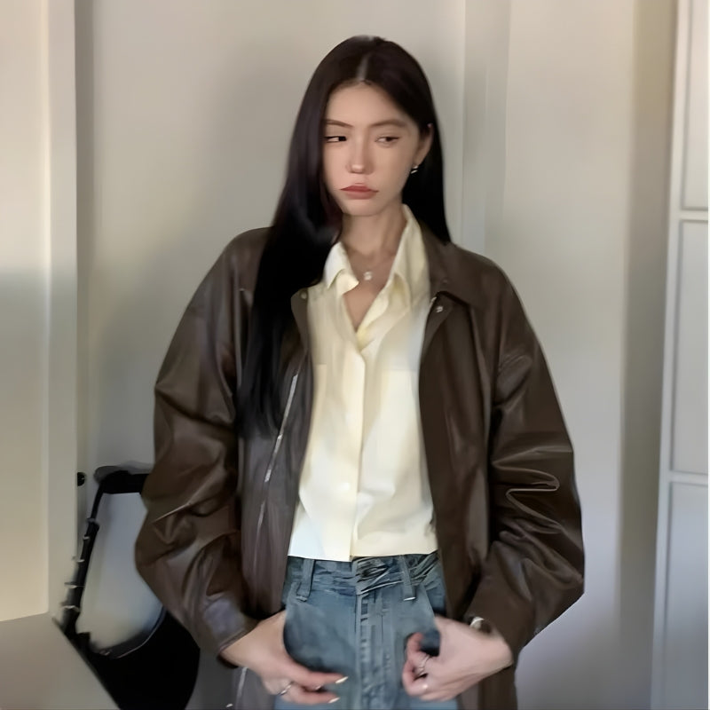 Aria – Jakke med lange ermer, jakkeslag og ribbekant